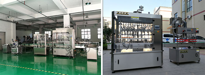 星火車間展示液體食品灌裝機(jī)械及牛奶食品灌裝機(jī)