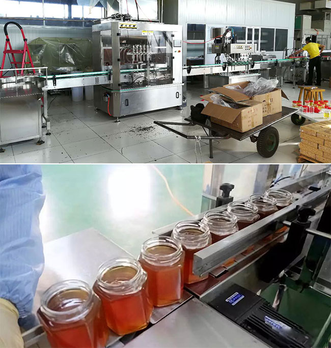 江蘇全自動蜂蜜灌裝機生產(chǎn)線設(shè)備及灌裝細(xì)節(jié)實拍